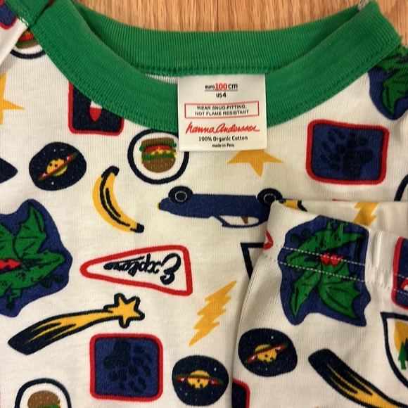 Hanna Andersson Organic Cotton Gnome Car Dragon Rocket Long John Pajamas Size 4T - Picture 2 of 9